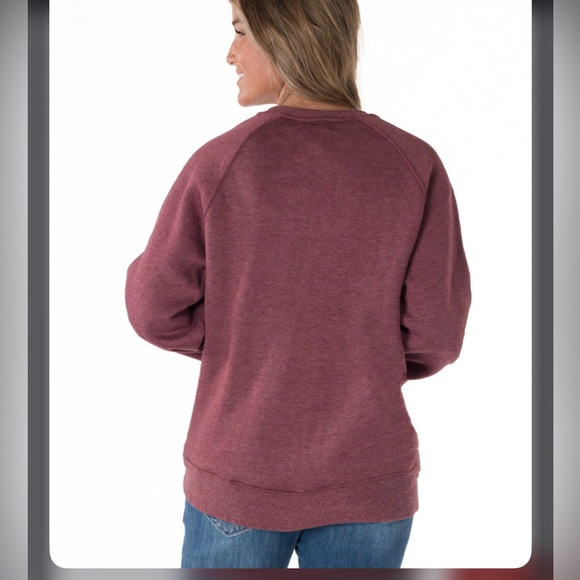 Cowgirl Tuff Love Never Gives Up Women’s Crewneck in Wine Color - Picture 2 of 11